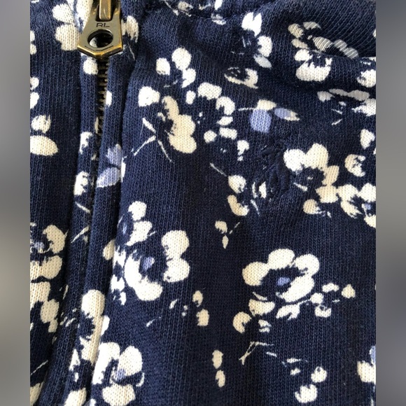 Polo Ralph Lauren Girls 4/4T Navy Blue Floral Print Terry Zip-Up Hoodie - Picture 3 of 8